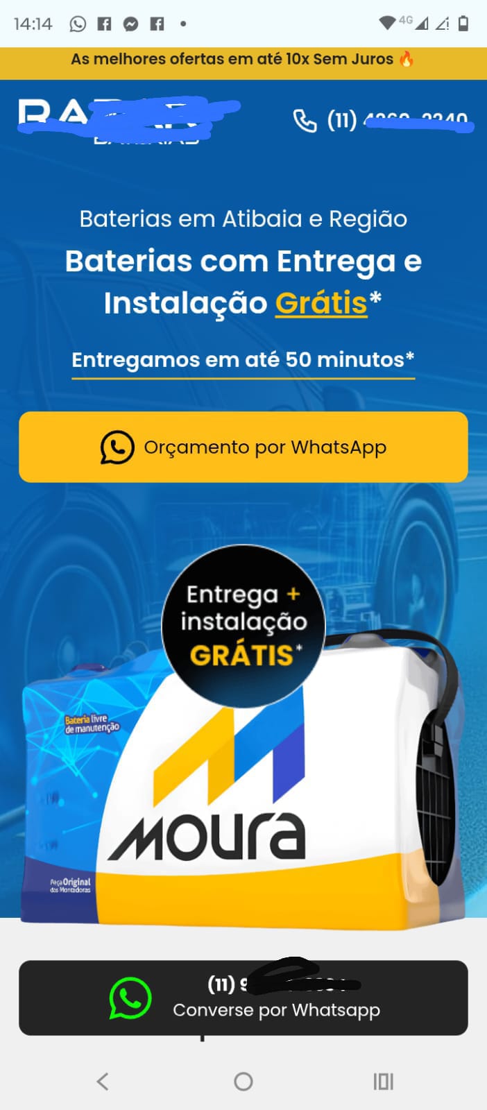 Baterias com entrega e instalação grátis em Atibaia e região